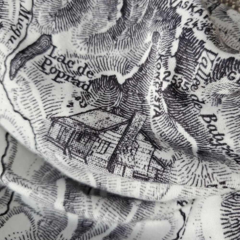 Black and White Map Print Neck Warmer/face Mask.